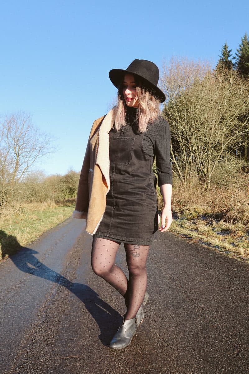 all black outfit sherpa jacket