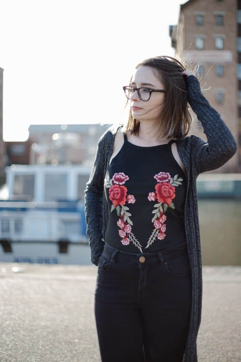 embroidered halter top outfit