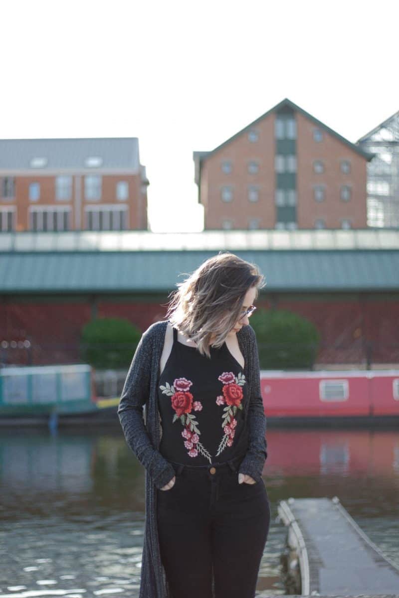 embroidered halter top outfit