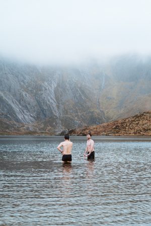 swimming in llyn idwal in snowdonia national park